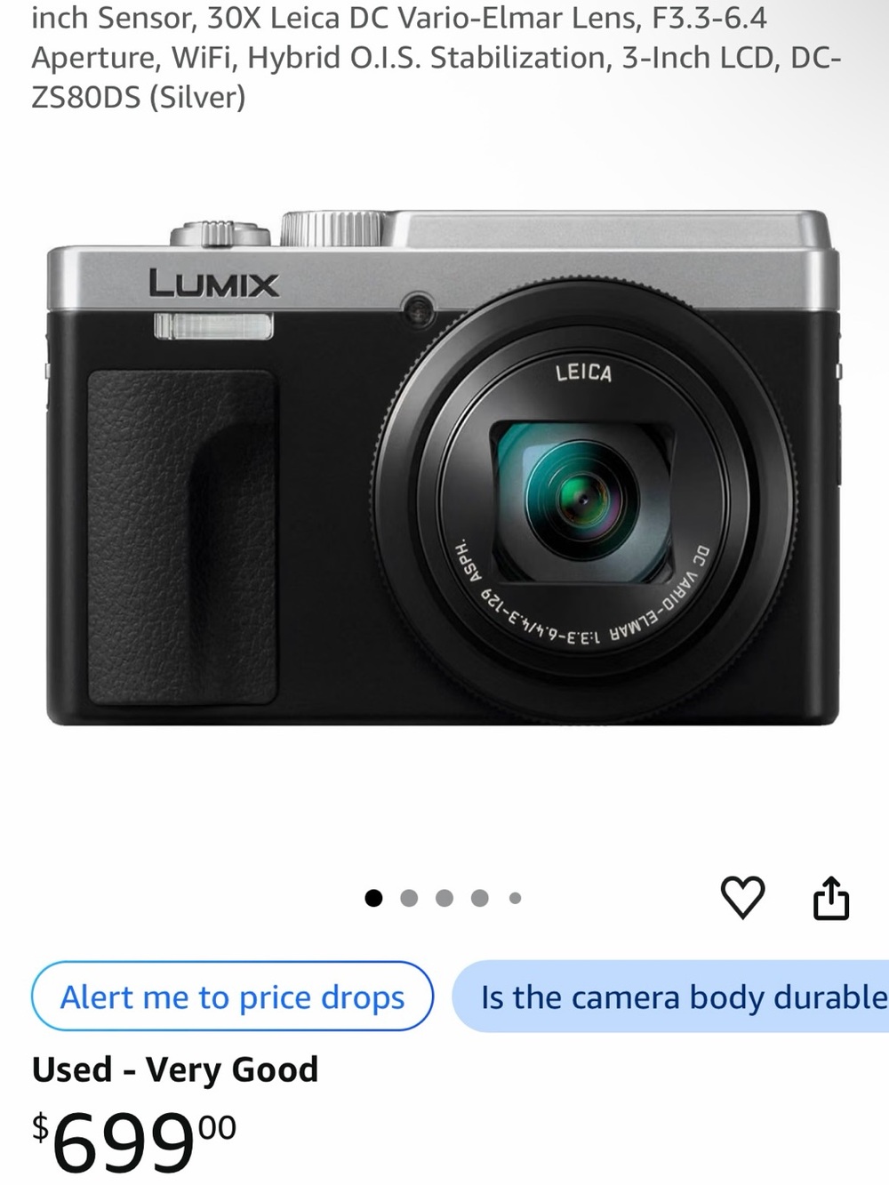 Panasonic Lumix ZS80DS Camera - Silver